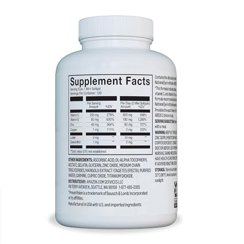 Amazon Basics Eye Vitamin and Mineral Supplement, AREDS 2 Formula with Lutein & Zeaxanthin, 120 Softgels Amazon BasicsBuy Supplements Australia