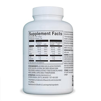 Amazon Basics Eye Vitamin and Mineral Supplement, AREDS 2 Formula with Lutein & Zeaxanthin, 120 Softgels Amazon BasicsBuy Supplements Australia