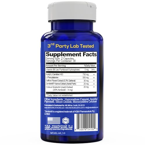 NATURAL STACKS NeuroFuel Nootropic with Zembrin - Doctor Developed Memory & Focus Supplement - Kanna Extract Sceletium Tortuosum - Nootropic Brain Supplement for Focus - 60 Zembrin Capsules NATURAL STACKSBuy Supplements Australia