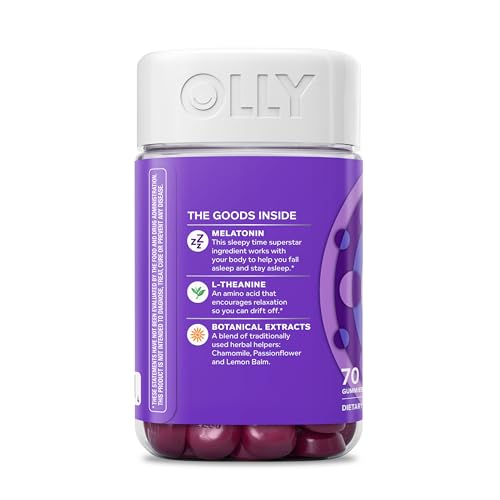 OLLY Sleep Gummy, 3 mg Melatonin, L-Theanine, Chamomile, Lemon Balm, Sleep Aid, Blackberry - 70 Count OLLYBuy Supplements Australia