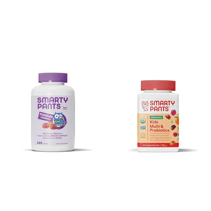 SmartyPants Toddler Multivitamin Gummies: Omega 3 Fish Oil (EPA/DHA), Vitamin D3, C, Vitamin B12, B6 & Organic Kids Multivitamin Gummies: Probiotics, Omega 3 (ALA), Vitamin D3, C, Vitamin B12 SmartyPantsBuy Supplements Australia