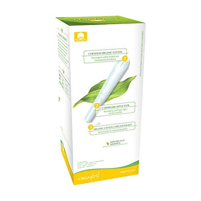 ORGANYC Hypoallergenic 100% Organic Cotton Internal Tampons with Applicator, REGULAR, 16-count OrganycBuy Supplements Australia