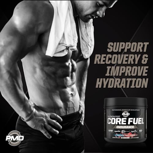 PMD Sports Core Fuel Endurance, Performance & Recovery - BCAAs, EAAs, Beta Alanine, Betaine Anhydrous, Glutamine, Electrolytes - Muscle Growth, Strength - Stim Free, Tropical Fruit Punch (25 Servings)