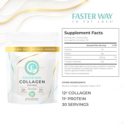 FASTer Way to Fat Loss, Unflavored, 360g Grass-Fed Beef Collagen Peptides for Skin FASTer Way to Fat LossBuy Supplements Australia