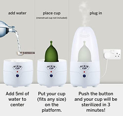 Pixie Menstrual Cup & Disc Steamer Sterilizer - Ranked 1 for The Best Steamer - Kills 99.9% of Germs Pixie CupBuy Supplements Australia
