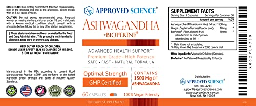 Approved Science® Ashwagandha 1500mg with Bioperine® and Ginger- Alleviate Sleepless Approved ScienceBuy Supplements Australia