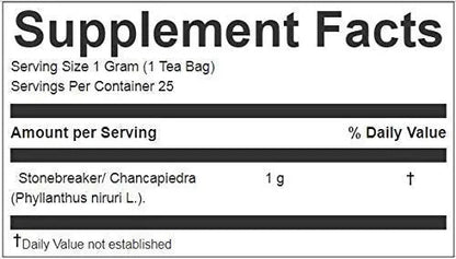Stone Breaker Chanca Piedra Herbal Tea - 100% Naural from Peru (2x 25 Tea Bags Pack) Natural Kidney Cleanse & Gallbladder Stones Support– Detoxify Urinary Tract, Flush Impurities, Clear Urinary System AOSGYABuy Supplements Australia