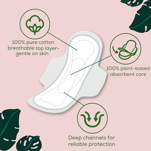L. Pure Cotton Topsheet Pads for Women, Regular Absorbency, Ultra Thin Pads with Wings L.Buy Supplements Australia