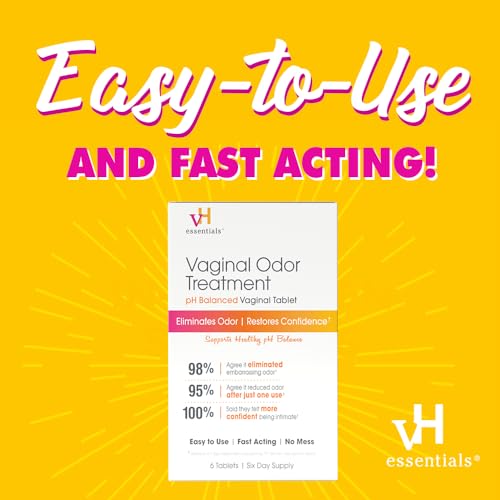 vH essentials Vaginal Odor Treatment - pH Balanced Vaginal Suppositories - 6 Tablets With Applicator, White vH essentialsBuy Supplements Australia