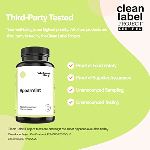 Organic Spearmint Capsules | Great Alternative to Spearmint Tea | 1000mg Spearmint Leaf Wholesome StoryBuy Supplements Australia