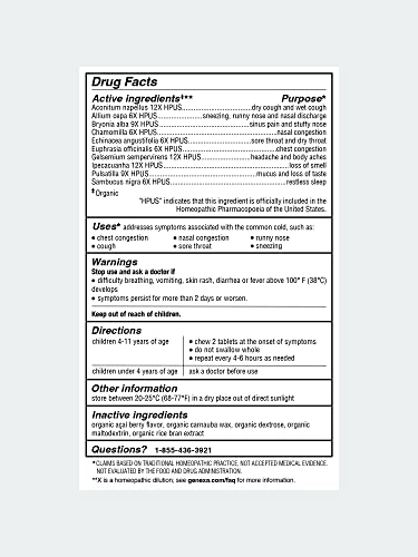 Genexa Cold Crush for Children – 60 Tablets | Certified Organic & Non-GMO, Physician GenexaBuy Supplements Australia