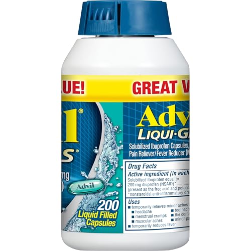 Advil Liqui-Gels Pain Reliever and Fever Reducer, Pain Medicine for Adults with Ibuprofen 200mg for Headache, Backache, Menstrual Pain and Joint Pain Relief - 200 Capsules, Advil PM Ibuprofen - 2 Ct AdvilBuy Supplements Australia