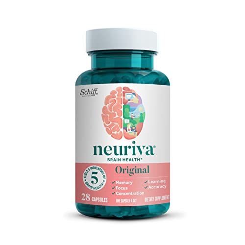 NEURIVA Original Decaffeinated Clinically Tested Nootropic Brain Supplement for Memory, Focus & Concentration, NeuroFactor & Phosphatidylserine, 28ct Capsules NEURIVABuy Supplements Australia