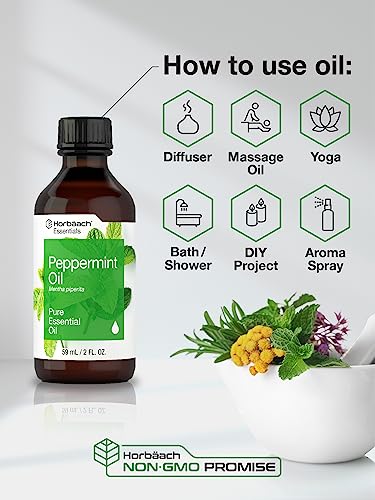 Horbaach Peppermint Oil | 2 fl oz | Pure Essential Spray | for Massage, Bath & Diffusers | Non-GMO HorbäachBuy Supplements Australia