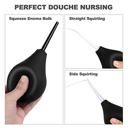 RANEU Enema Bulb Douche Enema Kit for Women & Men with 3 Nozzles (Black, 4 Piece Set) RANEUBuy Supplements Australia
