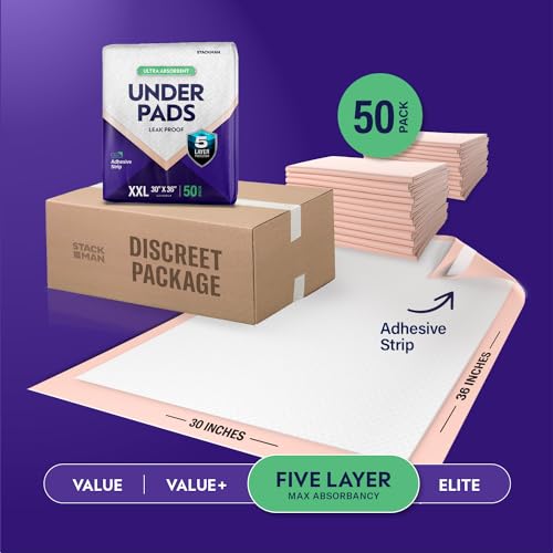 XXL Bed Pads, 5-Layer Disposable 30 x 36 Chucks Pee Pads for Incontinen Stack ManBuy Supplements Australia
