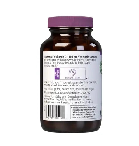 Bluebonnet Nutrition Vitamin C 1000 mg Vegetable Capsules, Ascorbic Acid, For Immune Health & Skin Health, Vegan, Vegetarian BlueBonnetBuy Supplements Australia