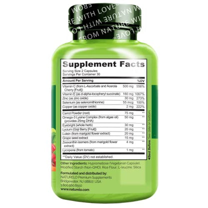 NATURELO Eye Vitamins - AREDS 2 Formula Nutrients with Lutein, Zeaxan NATURELOBuy Supplements Australia