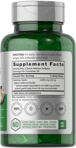 Odorless Garlic Softgels | 250 Count | Ultra Potent Garlic Extract | Non-GMO & Gluten Free HorbäachBuy Supplements Australia