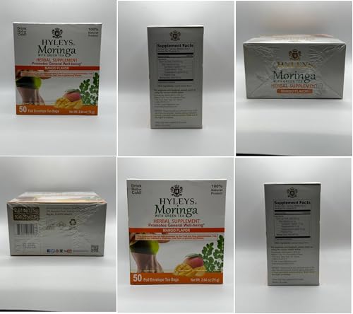Hyleys Tea Moringa Oleifera with Mango Flavor - 50 Tea Bags (6 Pack - 300 Tea Bags total) (Miracle Tree Tea) HYLEYSBuy Supplements Australia