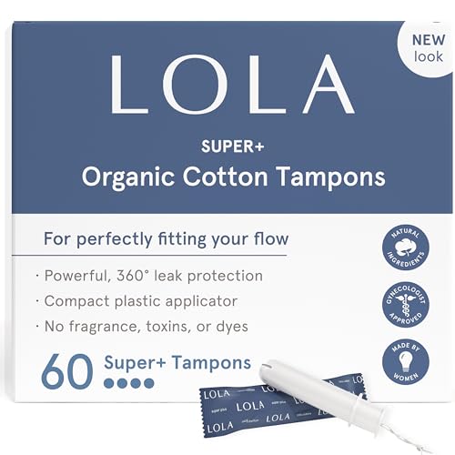 LOLA Organic Cotton Tampons, 60 Count - Super Plus Tampons, Period Feminine Hygiene Products LOLABuy Supplements Australia