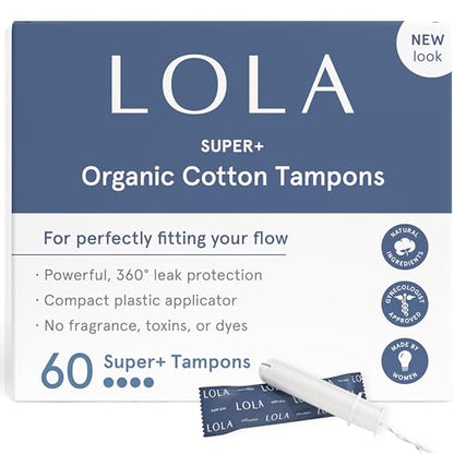 LOLA Organic Cotton Tampons, 60 Count - Super Plus Tampons, Period Feminine Hygiene Products LOLABuy Supplements Australia