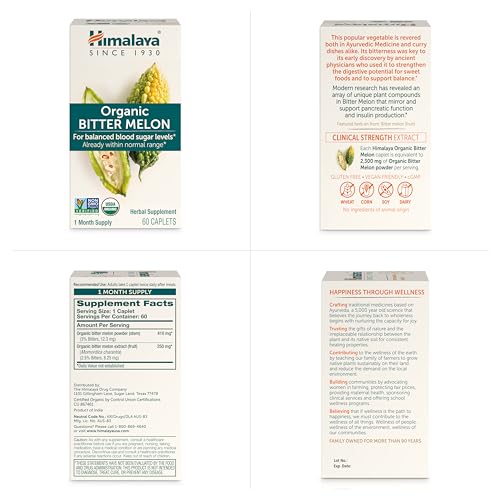Himalaya Organic Bitter Melon for Glucose Metabolism, 660 mg, 60 Caplets, 1 Month Supply HimalayaBuy Supplements Australia
