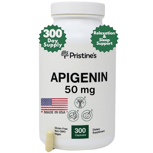 PRISTINE'S Apigenin Relaxation & Sleep Supplement Support - 50mg 300 Day Supply 