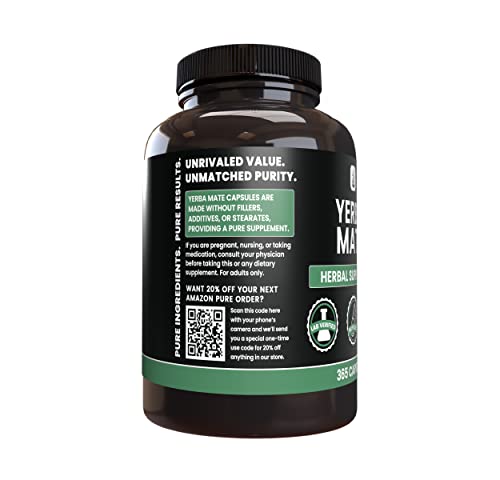 PURE ORIGINAL INGREDIENTS Yerba Mate (365 Capsules), No Magnesium Or Rice Fillers PURE ORIGINAL INGREDIENTSBuy Supplements Australia
