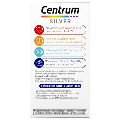 Centrum Silver Multivitamin for Men 50 Plus, Multimineral Supplement, Vitamin D3, B-Vitamins and Zinc, Gluten Free, Non-GMO Ingredients, Supports Memory CentrumBuy Supplements Australia