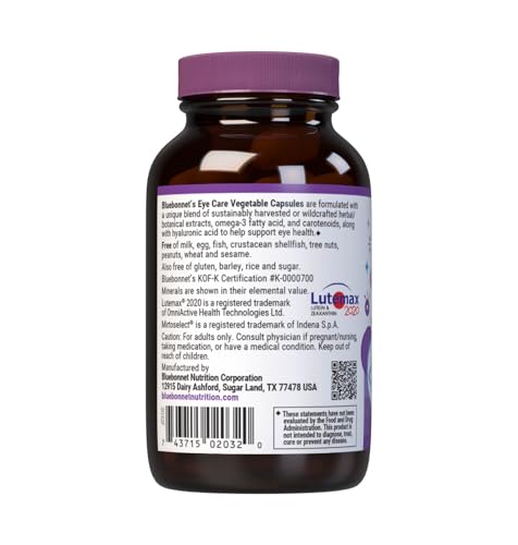 Bluebonnet Nutrition Eye Care Macular & Blue, Eye Health & Blue Light Support*, Vegan, Kosher-Certified, Gluten-Free, Dairy-Free, 60 Vegetable Capsules, 30 Servings BlueBonnetBuy Supplements Australia