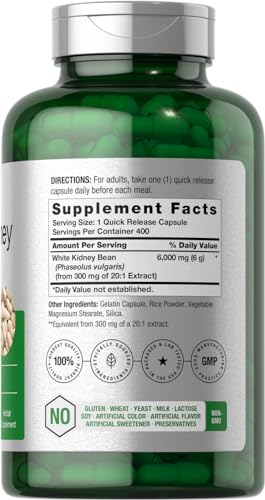 White Kidney Bean Extract Capsules | 6000mg | 400 Count | Non-GMO & Gluten Free HorbäachBuy Supplements Australia