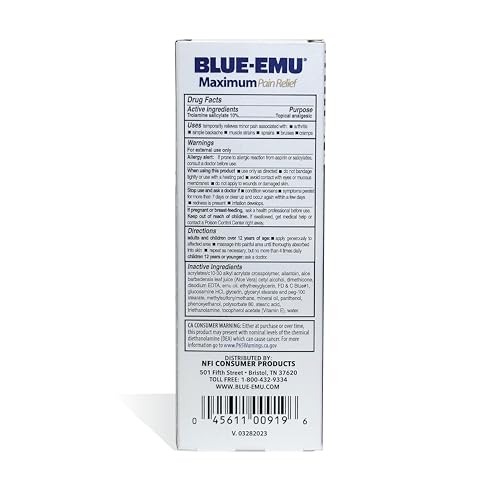 BLUE-EMU Maximum Pain Relief Cream for Arthritis, Muscle, & Joint Aches, 3 Oz, 1 Pack BLUE-EMUBuy Supplements Australia
