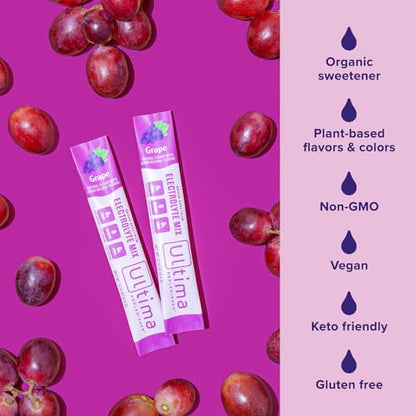 Ultima Replenisher Daily Electrolyte Drink Mix – Grape, 20 Stickpacks – Hydration Packets Ultima ReplenisherBuy Supplements Australia