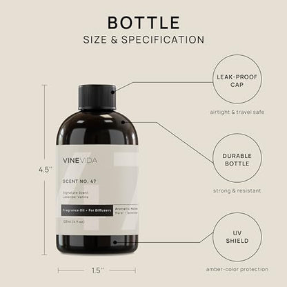 VINEVIDA [4 Fl Oz] Lavender Vanilla Fragrance Oil for Cold Air Diffusers, Essential Oils for Diffuser Oil Refill VINEVIDABuy Supplements Australia