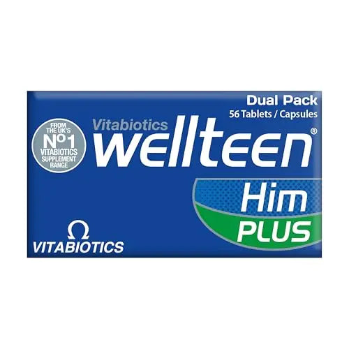 Vitabiotics Wellteen Him Plus Omega-3 - Maximum Nutritional Support for Teenagers and Young Men Ages 13-19 - 56 Tablets and Capsules WellteenBuy Supplements Australia