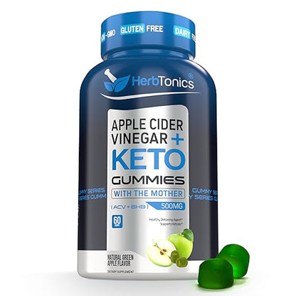 Herbtonics Keto Apple Cider Vinegar Gummies - Digestion & Detox Support - Sugar Free Keto
