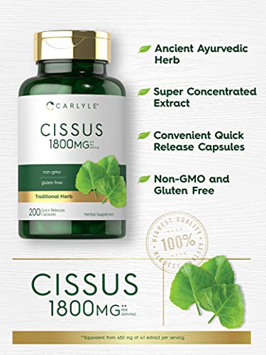 Carlyle Cissus Quadrangularis 1800mg | 200 Capsules | Traditional Herb Extract CarlyleBuy Supplements Australia