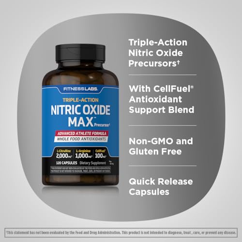 Fitness Labs Nitric Oxide Supplement | 3000mg | 120 Capsules | Nitric Oxide Pre Workout Fitness LabsBuy Supplements Australia