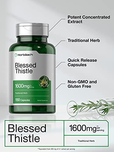Blessed Thistle Capsules 1600 mg | 150 Count | Max Potency | Non-GMO, Gluten Free HorbäachBuy Supplements Australia