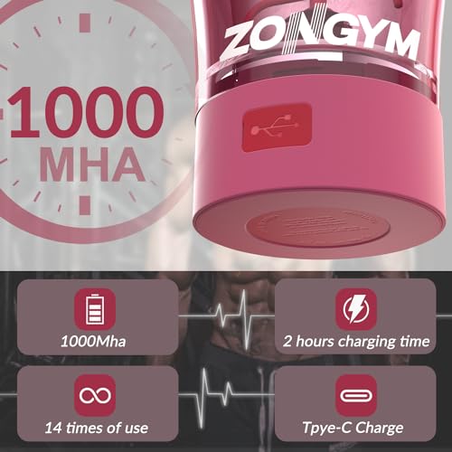 Electric Protein Shaker Bottle, 24 oz USB Rechargeable Blender Bottles, Shaker Bottles ZonGymBuy Supplements Australia