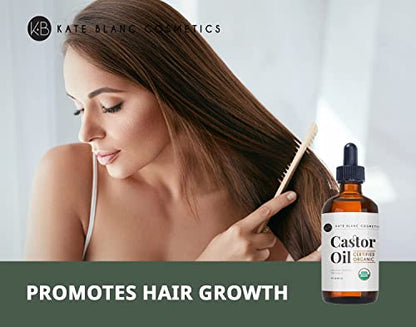 Kate Blanc Cosmetics Organic Castor Oil (4oz). 100% Pure, Cold Pressed, Hexane Free in a Glass Bottle Kate Blanc CosmeticsBuy Supplements Australia