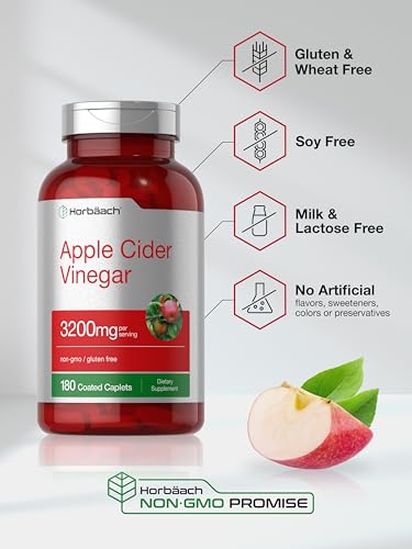 Apple Cider Vinegar Tablets 3200mg | 180 Pills | Vegetarian, Non-GMO & Gluten Free Supplement HorbäachBuy Supplements Australia