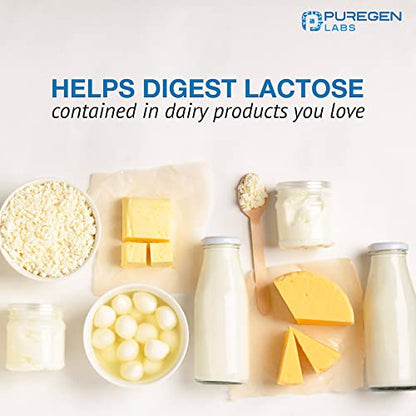 Puregen Labs Dairy Relief Natural Fast Acting Lactase Enzyme 3000 FCC, Lactose Intoleran P Puregen LabsBuy Supplements Australia