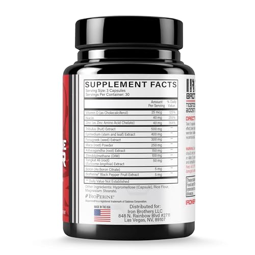 Iron Brothers Men’s Testosterone Support Supplement – Tribulus, Tongkat Ali, Ashwagandha & DIM – Daily Performance & Vitality Formula – with Fenugreek & Zinc – 30 Day Cycle – 90 Capsules Iron Brothers SupplementsBuy Supplements Australia