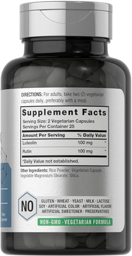 Luteolin Complex with Rutin | 50 Capsules | Vegetarian, Non-GMO & Gluten Free Flavonoid HorbäachBuy Supplements Australia