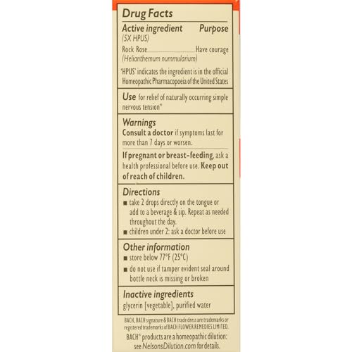 Bach Original Flower Remedies, Rock Rose for Courage (Non-Alcohol Formula), Natural Homeopathic BachBuy Supplements Australia