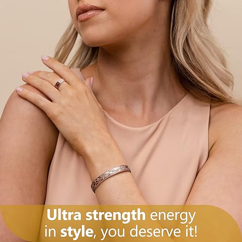 Feraco Magentic Copper Bracelet for Women,Vintage Flower Copper Cuff Bracelet FeracoBuy Supplements Australia