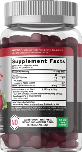 Nitric Oxide Beet Root Gummies | 60 Count | with Nitrates | Natural Strawberry Flavor HorbäachBuy Supplements Australia