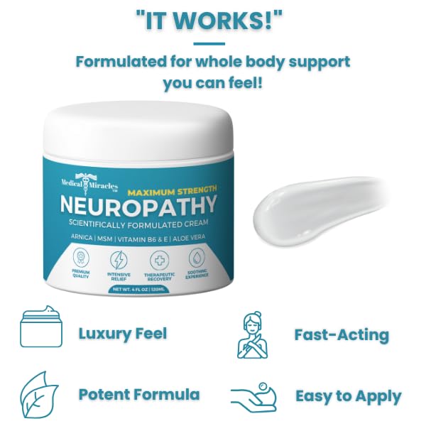 Medical Miracles Neuropathy Cream | Nerve Therapy Max-Potency Relief Cream for Feet, Hands, Legs, and Toes - Enriched with Arnica, Vitamin B6, Aloe Vera, MSM - Crafted for Exceptional Relief 4oz Medical MiraclesBuy Supplements Australia
